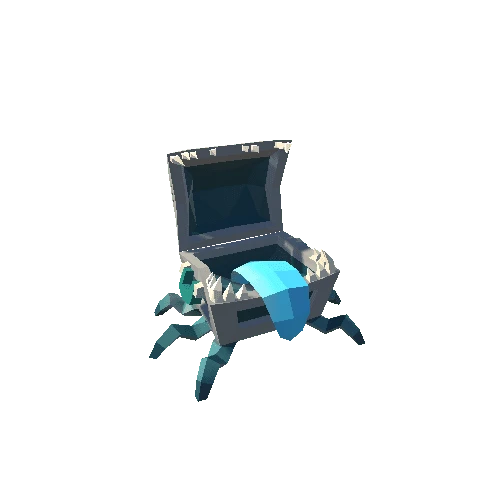 Polygonal Treasure Chest Monster Blue